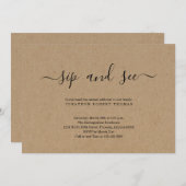 Invitation Papier Kraft neutre pour le genre Sip and See (Devant / Derrière)