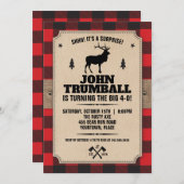 Invitation Papier Kraft Rustique Aspect Plaid Buffle avec Éla (Devant / Derrière)