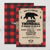 Invitation Papier Kraft Rustique Aspect Plaid de Buffalo avec (Devant / Derrière)