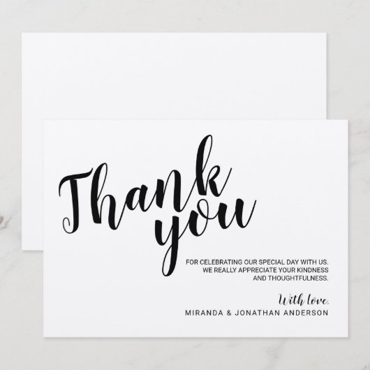 Invitation Papier Kraft Rustique de Remerciement de Mariage e (Devant / Derrière)