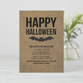 Invitation Papier Kraft Semble Heureux Halloween chauve-souri (Debout devant)