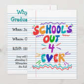 Invitation papier libre pour la fin de l'école (Devant / Derrière)