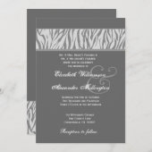 Invitation Papier Mariage Dove Grey and Silver Zebra (Devant / Derrière)