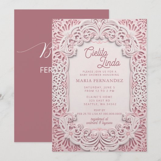 Invitation Papier mexicain Picado Cielito Lindo Baby shower (Devant / Derrière)