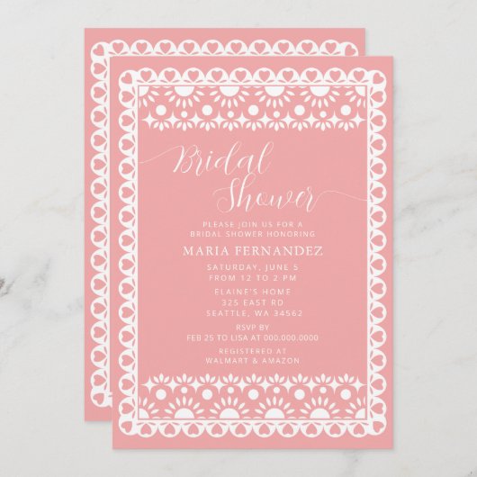 Invitation Papier mexicain Picado Cielito Lindo Fête des mari (Devant / Derrière)