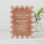 Invitation Papier mexicain Picado Terracotta White Boho Maria (Debout devant)