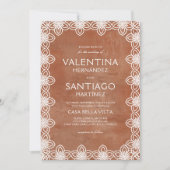Invitation Papier mexicain Picado Terracotta White Boho Maria (Devant)