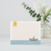 Invitation Papier Nautique Bateau Monogramme Drapeau Papeteri (Debout devant)