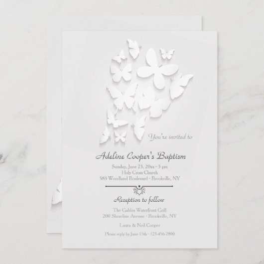 Invitation Papier Papillons (Devant / Derrière)