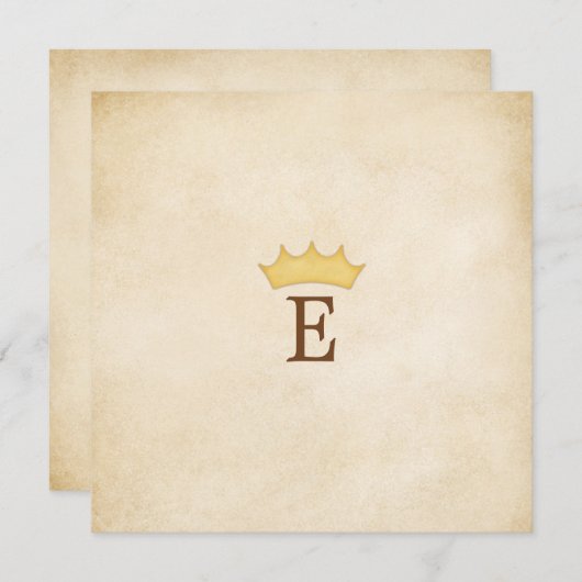 Invitation Papier parchemin personnalisé avec monogramme cour (Devant / Derrière)