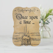 Invitation Papier parchemin rustique thème conte de fées Chât (Debout devant)