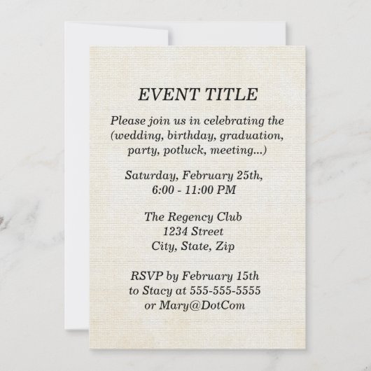 Invitation Papier parcheminé de l'arrière - plan | (Devant)