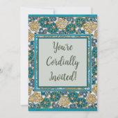 Invitation papier peint bleu art nouveau cyclamen (Devant)