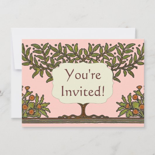 Invitation Papier peint frise d'arbre de William Morris (Devant)
