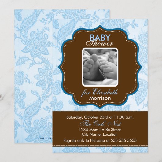 Invitation Papier peint vintage Baby Boy Douche (Devant / Derrière)