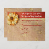 Invitation Papier Pétales Orange Fleurs Bat mitzvah Invitatio (Devant / Derrière)