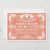 Invitation Papier picado corail mariage douche (Devant)