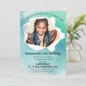 Invitation Papier Punch Forme Photo Pastel Aquarelle Modèle (Debout devant)
