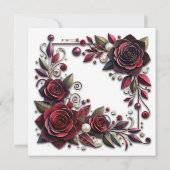 Invitation Papier Quilling Bourgogne Roses et perles (Dos)
