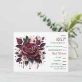 Invitation Papier Quilling Bourgogne Roses et perles RSVP (Debout devant)