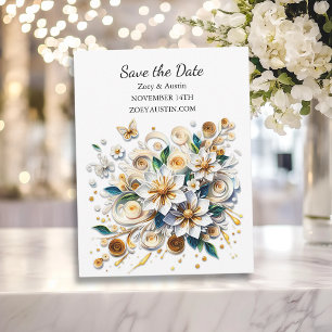 Invitation Papier Quilling Flowers Mariage Enregistrer la dat