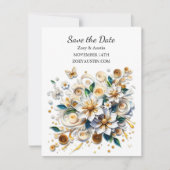 Invitation Papier Quilling Flowers Mariage Enregistrer la dat (Devant)