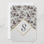 Invitation Papier Recyclé Black & White Floral & Gold Triage (Dos)