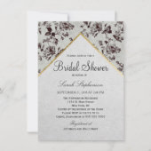 Invitation Papier Recyclé de finition Floral & Or noir & blan (Devant)