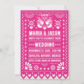 Invitation Papier rose mexicain Picado Fiesta Mariage d'art p (Devant)