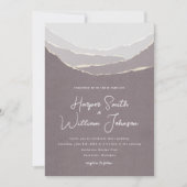 Invitation papier rose poussiéreux déchirés montagnes faire-p (Devant)