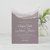 Invitation papier rose poussiéreux déchirés montagnes faire-p (Debout devant)