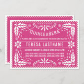 Invitation Papier rose quinceañera (Devant / Derrière)