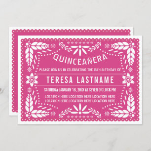 Invitation Papier rose quinceañera