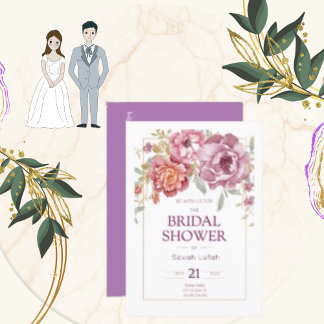Invitation Papier semi-brillant Fleur florale violette
