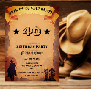 Invitation Papier Vieilli de Style Country Western sur Mesure