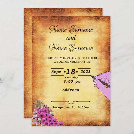 Invitation papier vintage (Devant / Derrière)