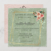 Invitation Papier vintage et Rose (Devant / Derrière)
