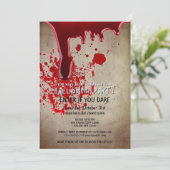 Invitation Papier Vintage sanglant du parti Halloween (Debout devant)