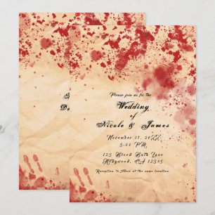 Invitation Papier Vintage Sanglant Mariage Gothique Halloween