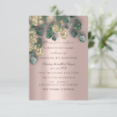 Invitation Papiers métallisés Eucalyptus Greenery Rose Gold G (Debout devant)