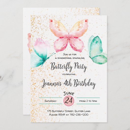 Invitation papillon (Devant / Derrière)