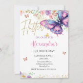 Invitation Papillon 1er 2e 3e 4e 5e 6e 7e 8e anniversaire (Devant)