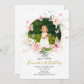 Invitation Papillon 1er anniversaire (Devant / Derrière)