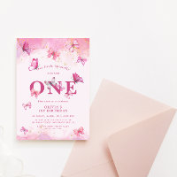 Papillon 1er anniversaire bébé fille rose or pouss