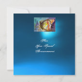 Invitation PAPILLON 2 SAPPHIRE BLEU  rose vif, rouge jaune (Dos)