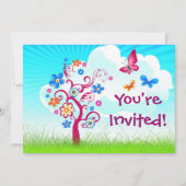Invitation Papillon à fleurs d'arbre (Devant)