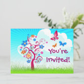 Invitation Papillon à fleurs d'arbre (Debout devant)