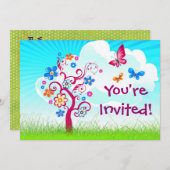 Invitation Papillon à fleurs d'arbre (Devant / Derrière)