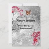 Invitation PAPILLON À PAILLÈTES 2 Monogramme de mariage éléga (Dos)