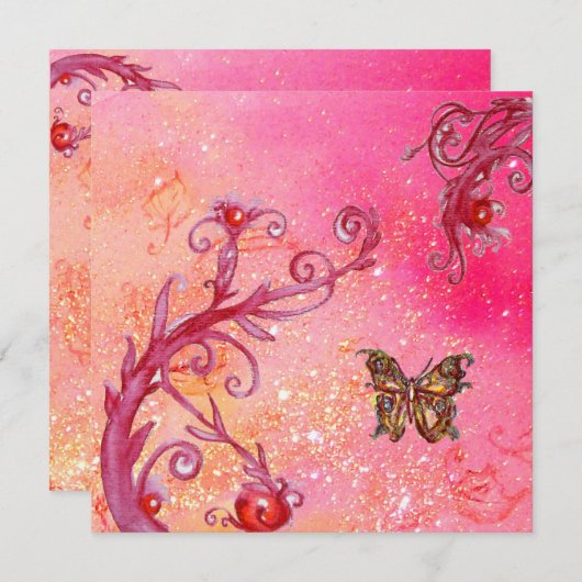 Invitation PAPILLON À PAILLÈTTE Élégant Mariage Or (Devant / Derrière)